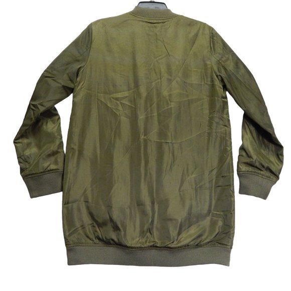 Bomber Jacket Full Zip Size M Kendall & Kylie Womens Long Green - Picture 2 of 8